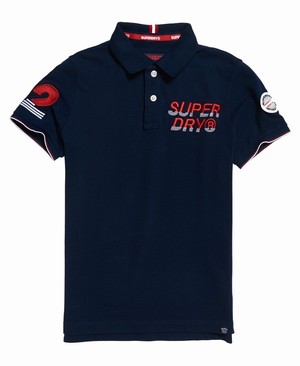 Superdry Super State Champion Organic Cotton Férfi Póló Sötétkék | EFKTW6438